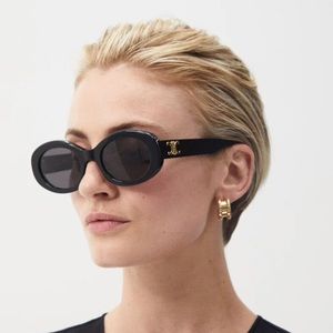 Celine Triomphe 01 Sunglasses - Black & Gold Oval